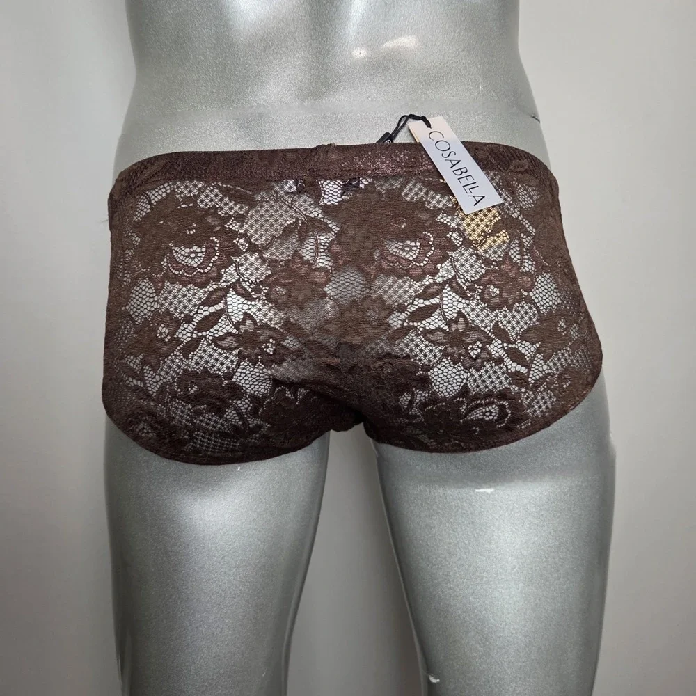 Cosabella Never Say Never‎ Men's Floral Lace Briefs Brown Low Rise Underwear